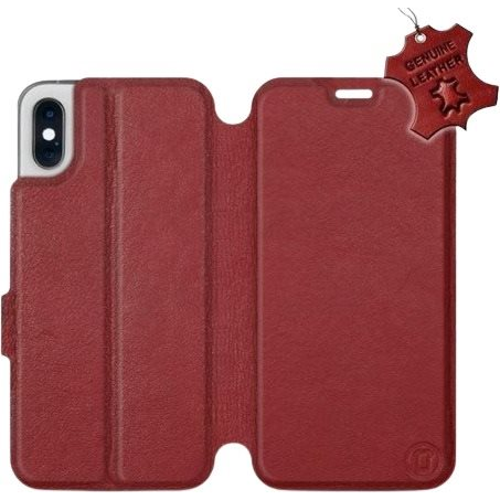 Mobiwear Apple iPhone XS sötétpiros flipes bőr tok (5903226516056)