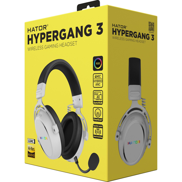 HATOR Hypergang 3 Wireless Auricolare A Padiglione Gaming USB Type-C / USB Type-A Bluetooth Bianco