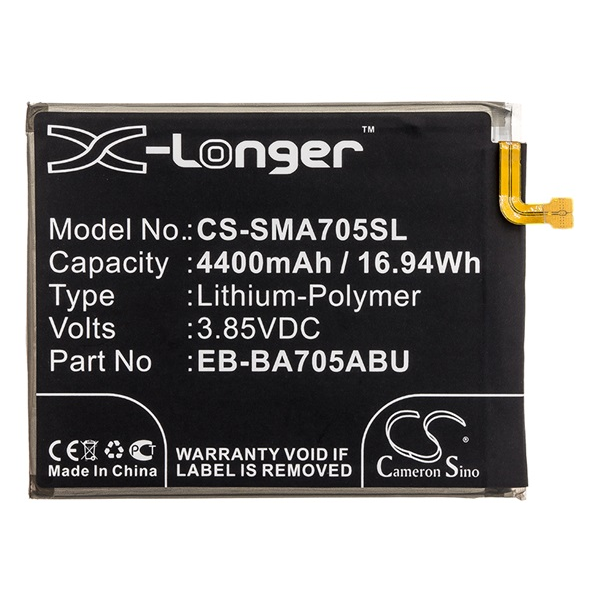 Cameron Sino Li-Polymer akku (3.85V/4400mAh, Samsung EB-BA705ABE kompatibilis) FEKETE Samsung Galaxy A70 (SM-A705F) (CS-SMA705SL)