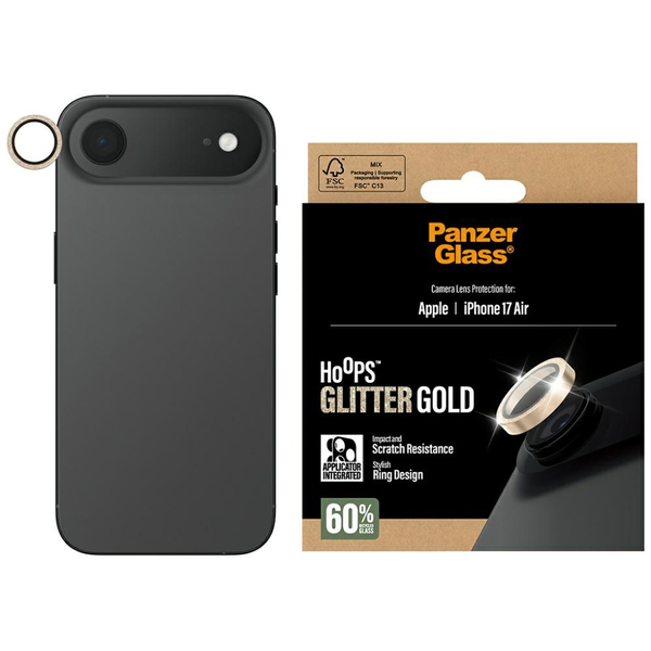 PanzerGlass ® Hoops® Glitter Gold Camera Lens Protector iPhone 17 Air Pellicola proteggischermo trasparente Apple 1 pz