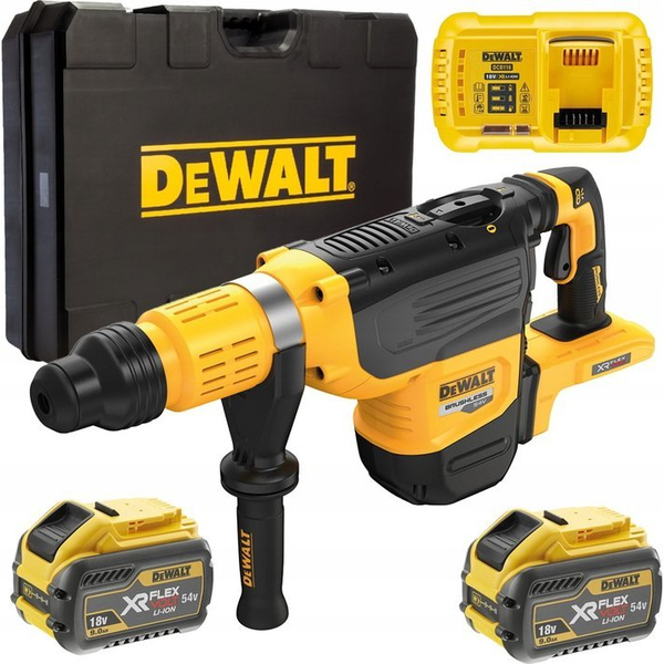 DeWalt DCH775X2-QW Akkus Fúró-Vésőkalapács - 54 V, 290 RMP, 19,4 J, 2 x 9 Ah Akku + Töltő, Kofferben