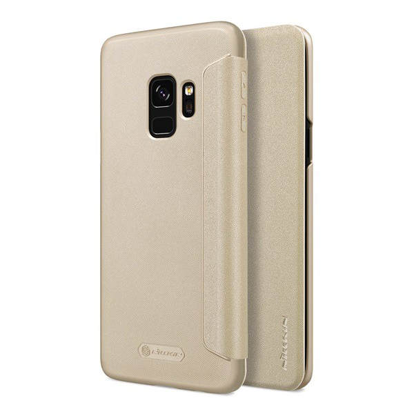 NILLKIN SPARKLE műanyag telefonvédő (bőr hatású FLIP, oldalra nyíló) ARANY [Samsung Galaxy S9 (SM-G960)] (5996457760015)