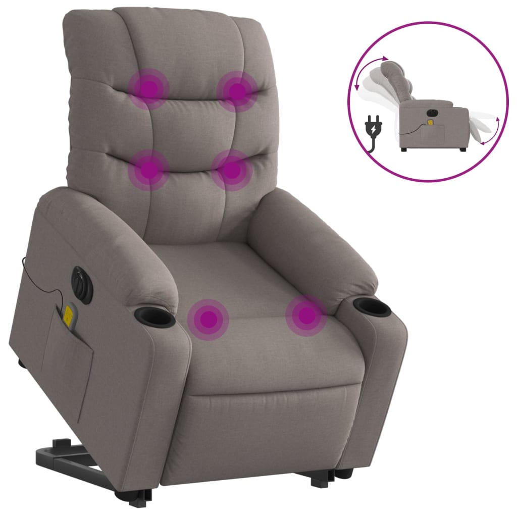 tópszínű szövet dönthető elektromos álló masszázsfotel (3206679)