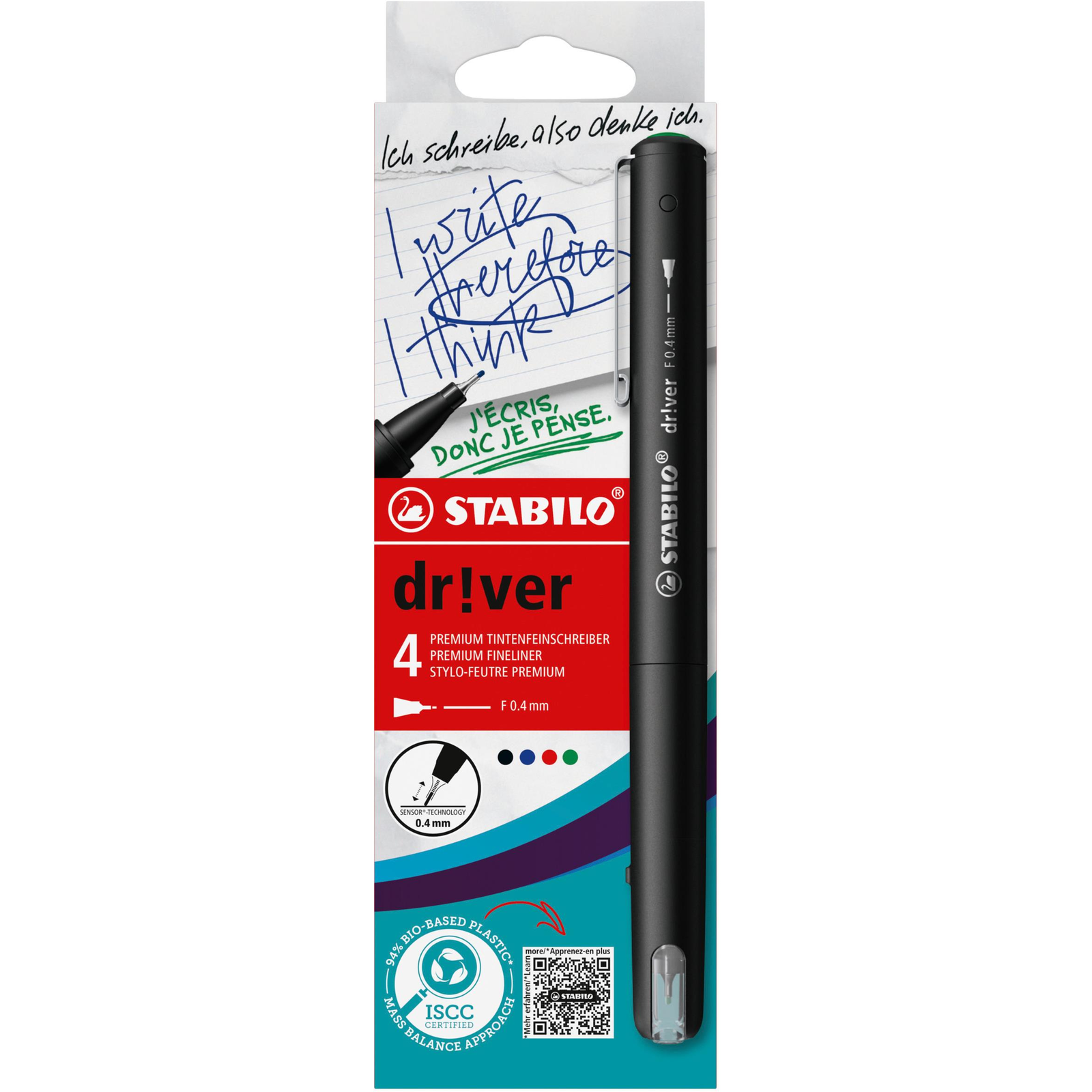 STABILO dr!ver liner Jemná Čierna, Modrá, Zelená, Červená 4 kusov (4006381614986)