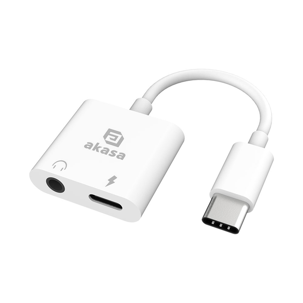 Akasa AK-CBCA30-08WH USB Type-C apa - USB-C/3.5mm Jack anya Adapter