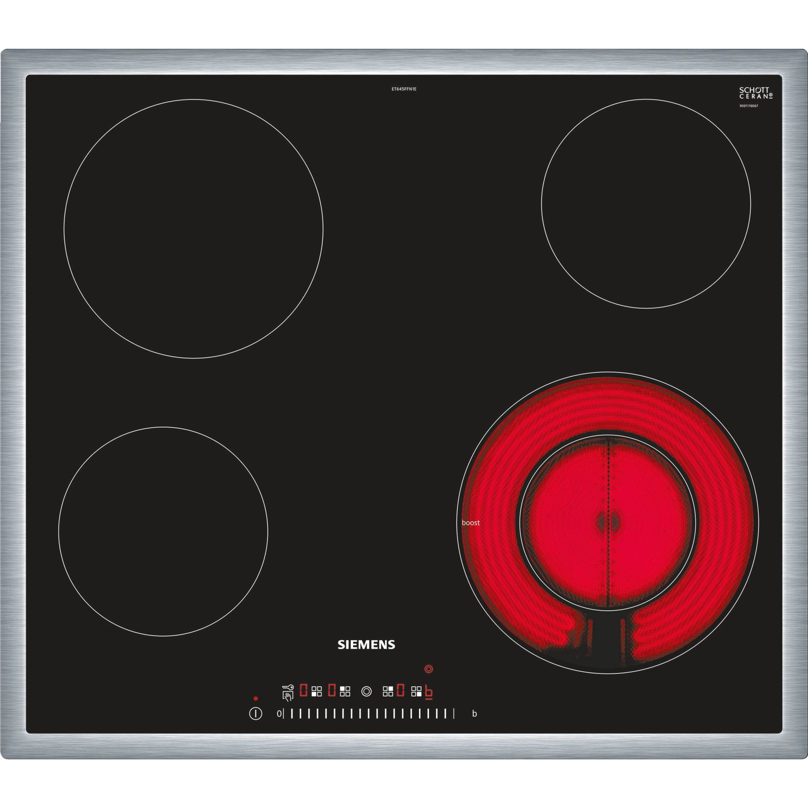 Siemens iQ300 ET645FFN1E főzőlap Fekete Beépített 60 cm Kerámia 4 zóna (ET645FFN1E)