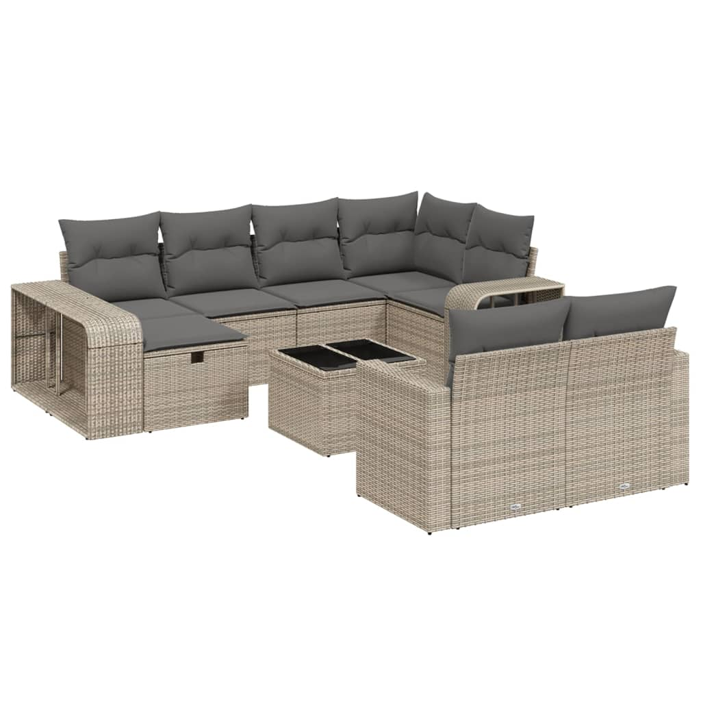 11 részes szürke polyrattan kerti ülőgarnitúra párnákkal (3266250)
