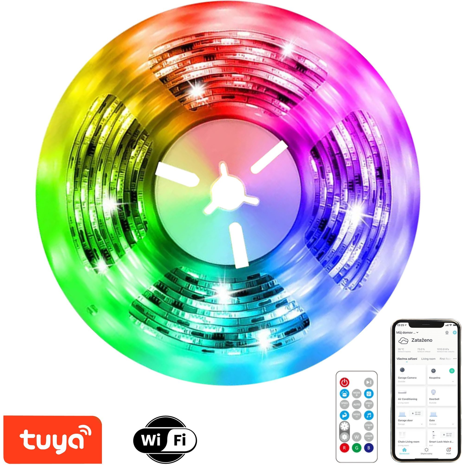 Immax NEO LITE Smart digitális LED szalag 5 m, RGB, WiFi, TUYA, MUSIC, IP65 (07734L)