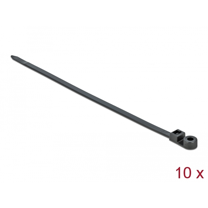 Delock Kábelkötöző szorító fűzőlyukkal Hx 300 x Sz 7,6 mm, 10 darab fekete (18952) (18952)