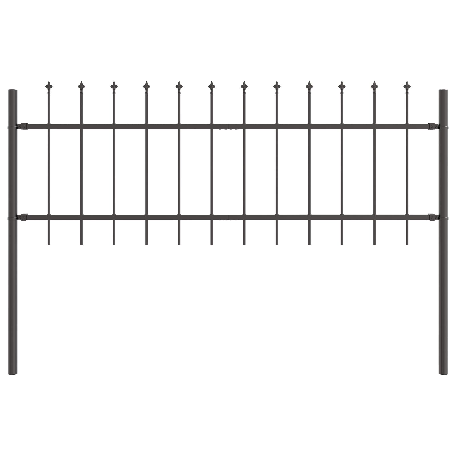 Kertkerítés Lelőtt Csúccsal Szürke 1,7x0,6 m Acél (42003868)