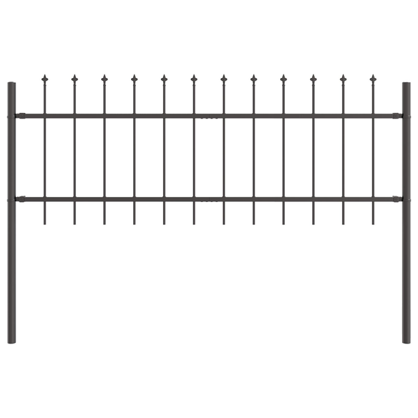 Kertkerítés Lelőtt Csúccsal Szürke 1,7x0,6 m Acél