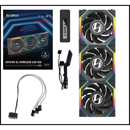 Lian Li UNI FAN SL Wireless LCD 120 Reverse Blade hűtő ventilátor fekete 3db (12RSLLCD1W3B)
