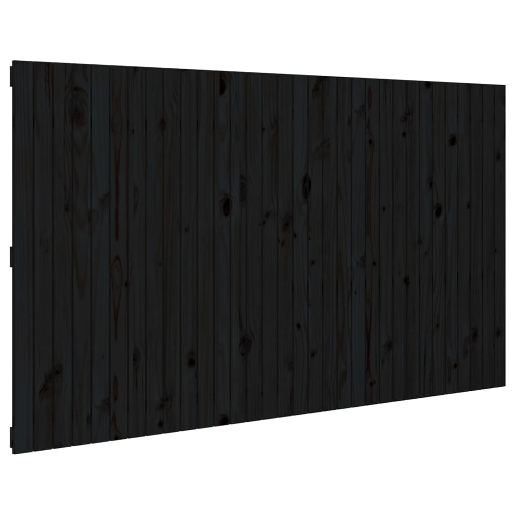 fekete tömör fenyőfa fali fejtámla 204x3x110 cm (824932)