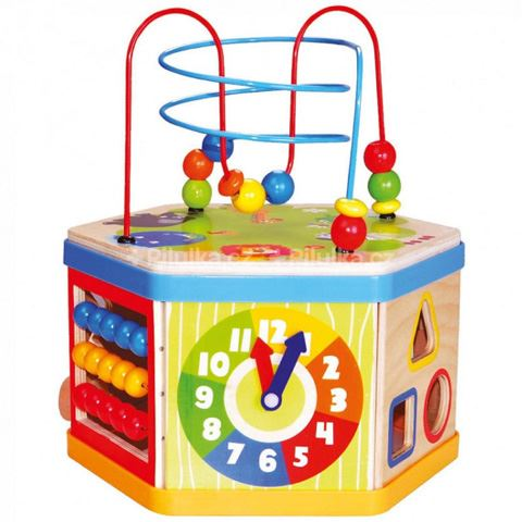 Bino Toys 7 az 1-ben fa készségfejlesztő hatszög (84186) (84186)