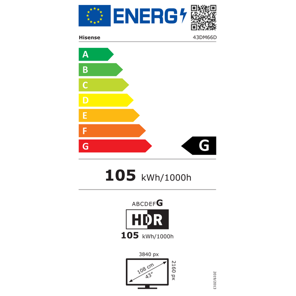 Hisense 43” 4K UHD IPS Digital Signage Display - 24/7 Operation Цифрова A-платка 109,2 см (43") Wi-Fi 500 cd/m² 4K Ultra HD Черен Android 11 24/7
