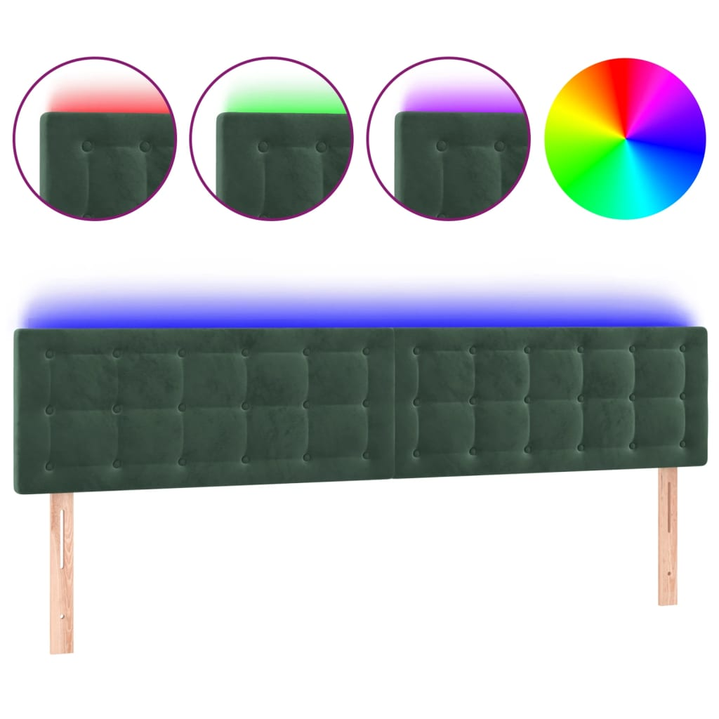 sötétzöld bársony LED-es fejtámla 160x5x78/88 cm (3122103)