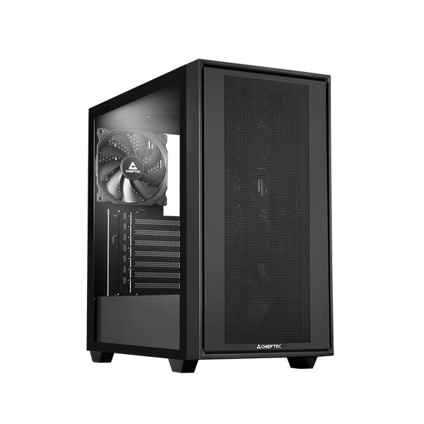 Chieftec Night Hunter Midi Torony Számítógépház + 4db 140mm ventilátor - Fekete