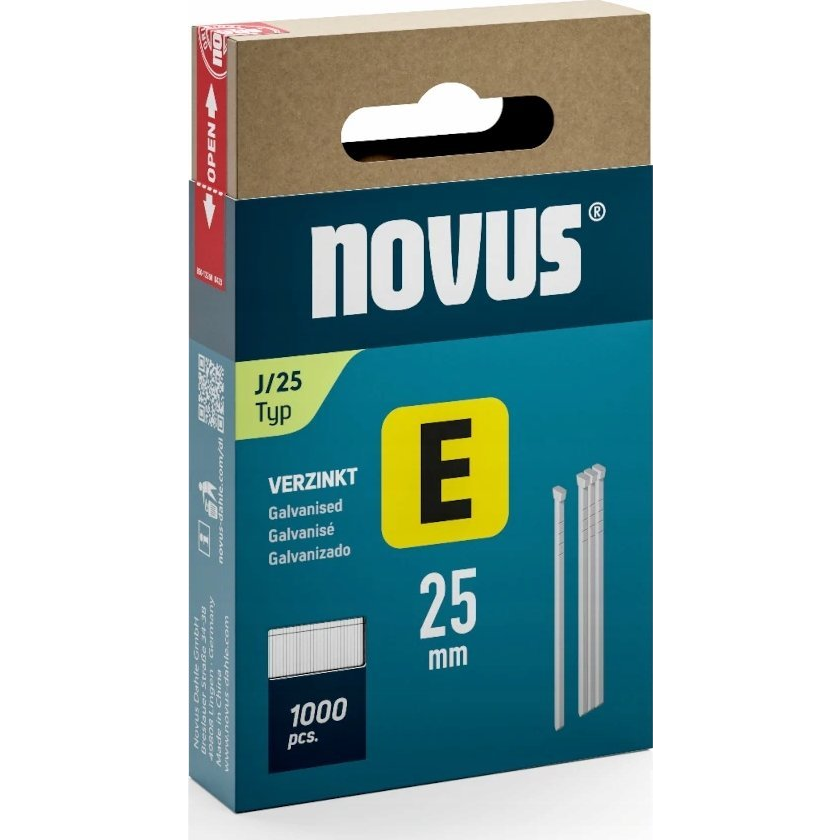 Novus Tools 044-0091 Tűzőgép szögek J típus Méret, hossz 25 mm 1000 db (NV044-0091)