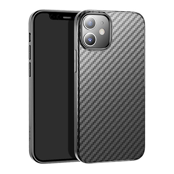 HOCO DELICATE SHADOW szilikon telefonvédő (karbon minta) FEKETE [Apple iPhone 12 mini] (5996591007731)