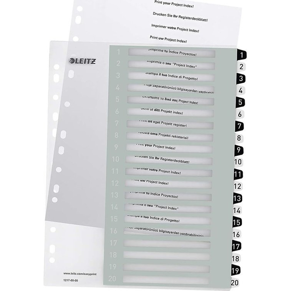 Leitz WOW Numerisk faneindeks Polypropylen (PP) Sort, Hvid