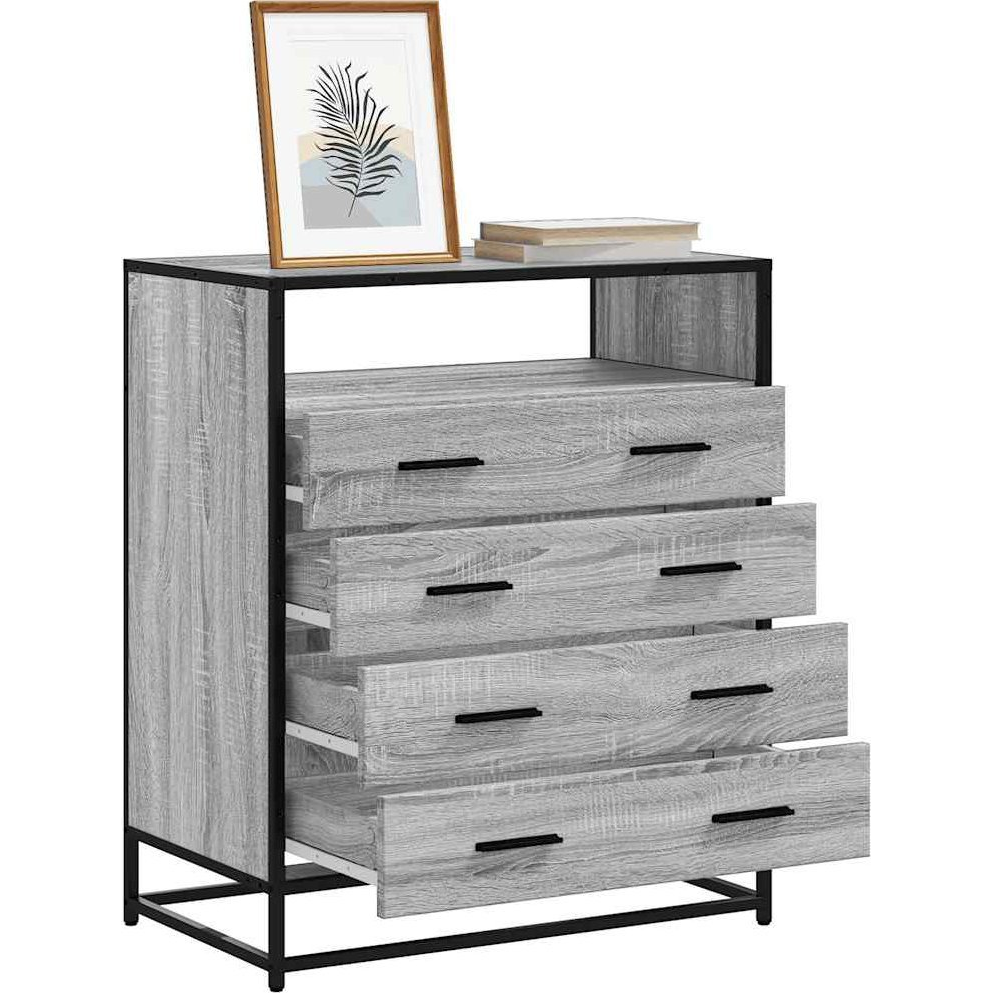 szürke sonoma színű szerelt fa fiókos szekrény 70x41x83,5 cm (849092)