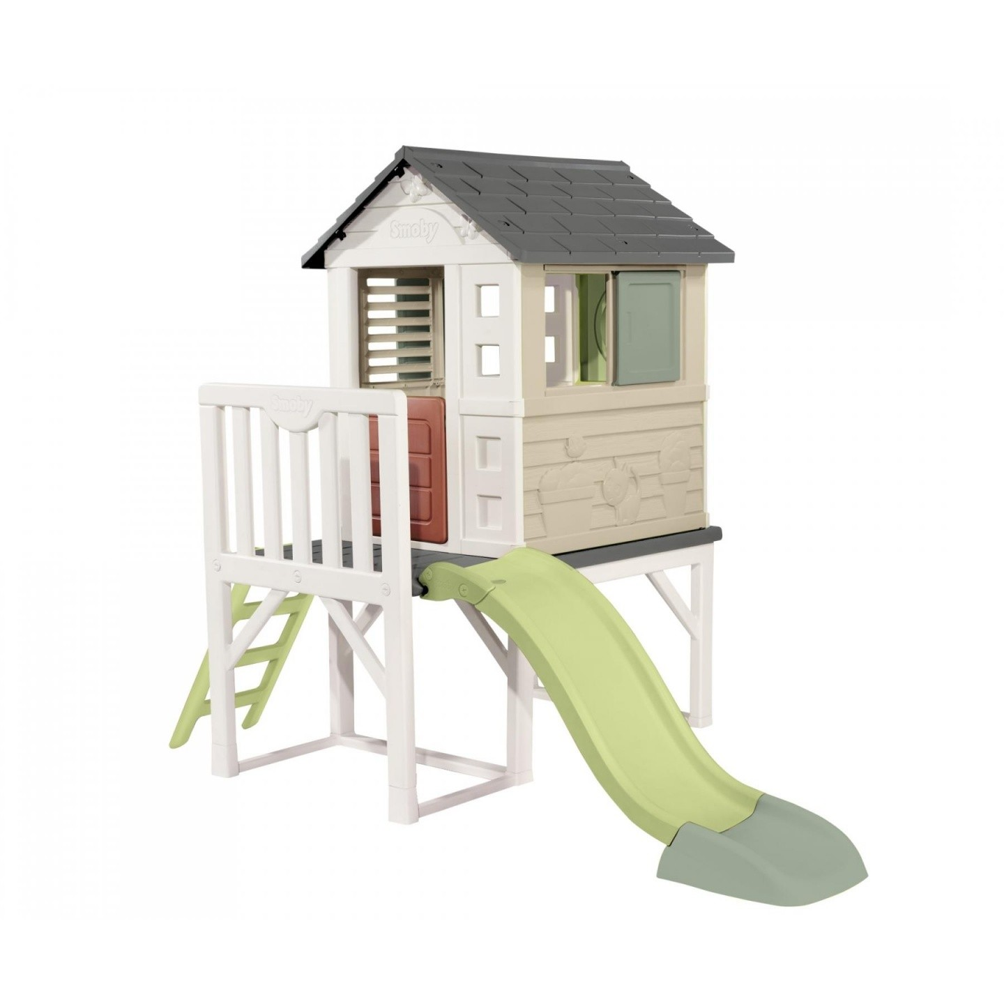 Smoby Vidám színes Kerti műanyag Házikó csúszdával 243 x 160 x 197 cm (7600810802)