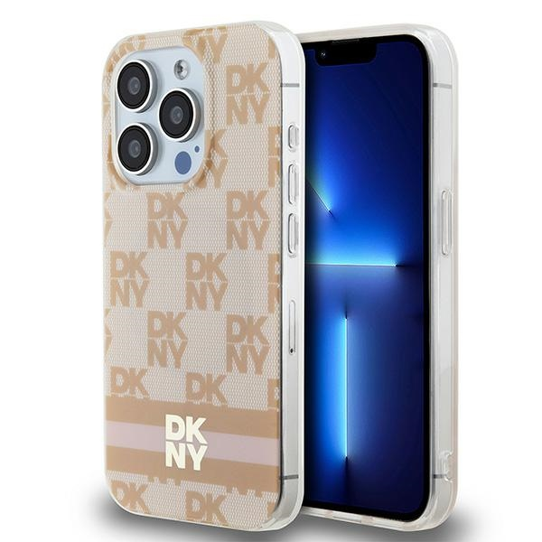 Zadní Kryt DKNY pro Apple iPhone 15 Pro Leather Checkered Mono růžová