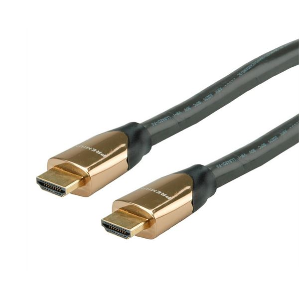ROLINE 4K PREMIUM HDMI Ultra HD Kabel mit Ethernet, ST/ST, schwarz, 7,5 m
