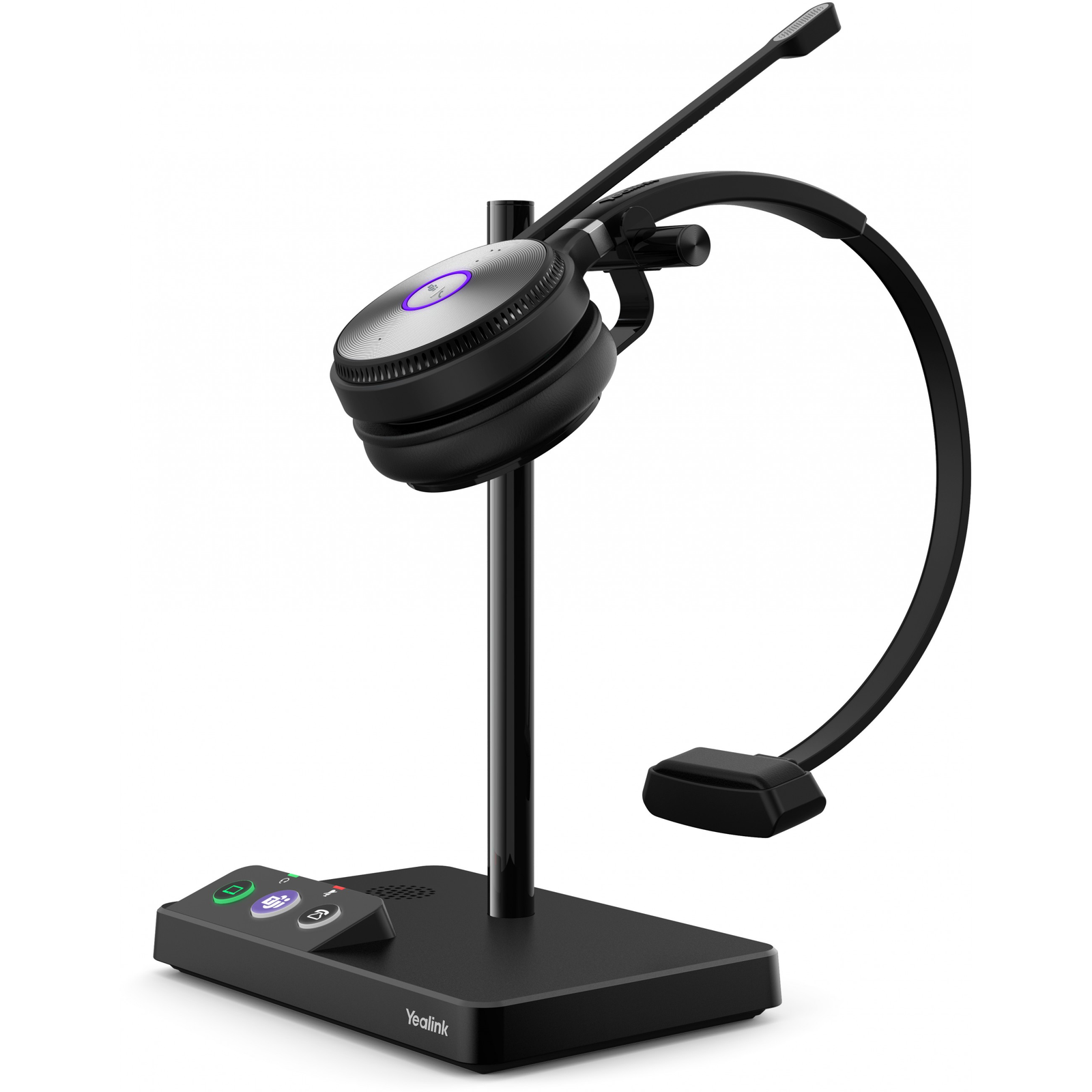 Yealink WH62 Mono UC Slúchadlá s mikrofónom Bezdrôtový Pres hlavu Kancelária / call centrum Micro-USB Nabíjací podstavec Čierna (1308005)