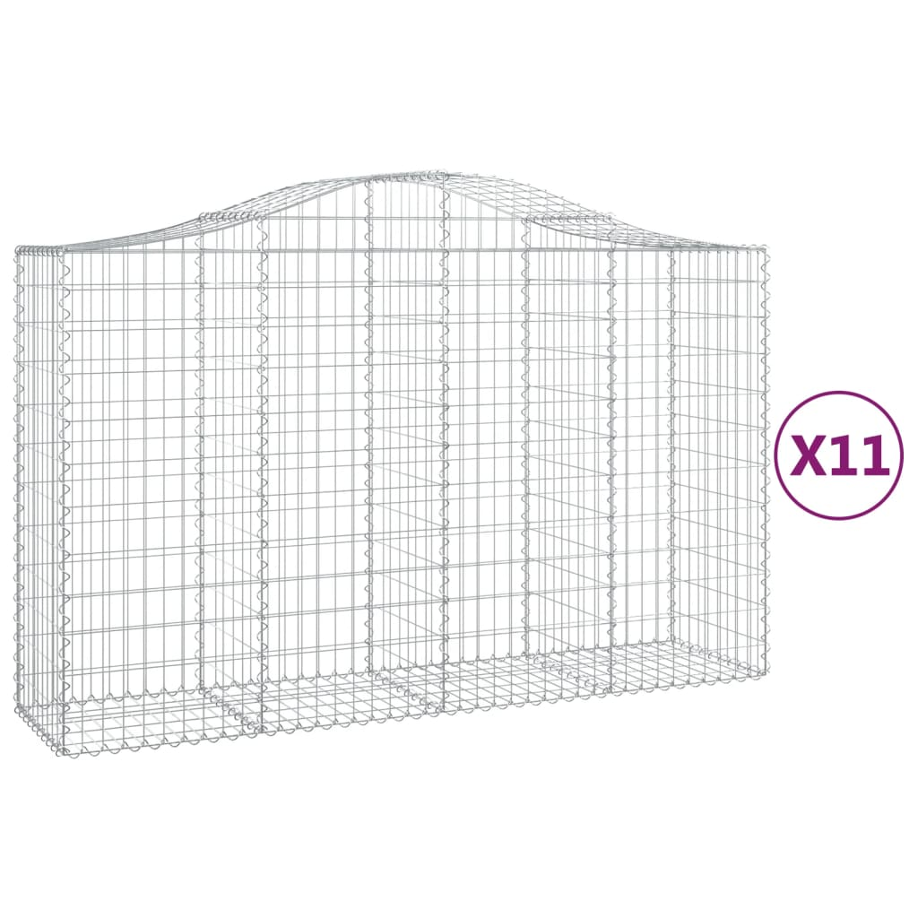 11 db íves horganyzott vas gabion kosár 200x50x120/140 cm (3145670)