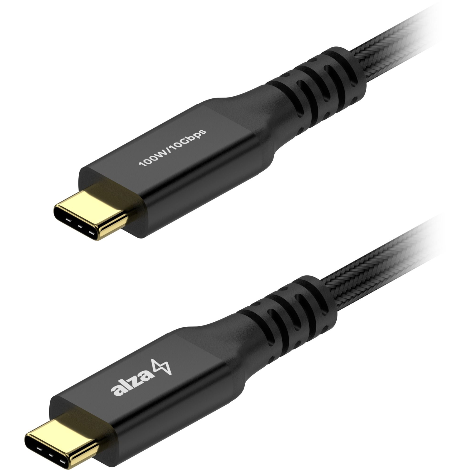 AlzaPower AluCore USB-C to USB-C 3.2 Gen 2 100W 1m, fekete (APW-CBTC3210AB)