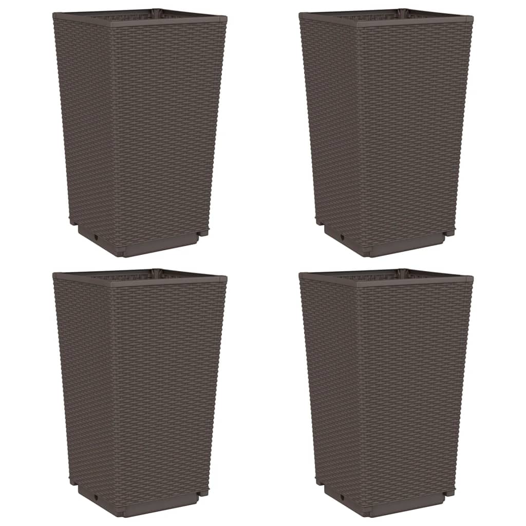 4 db barna polipropilén kerti ültetőláda 32,5 x 32,5 x 57 cm (367855)