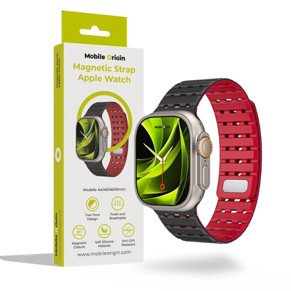 Mobile Origin Magnetic Strap, black/red - AW Ultra 2/1(49mm)9/8/7(45mm)/6