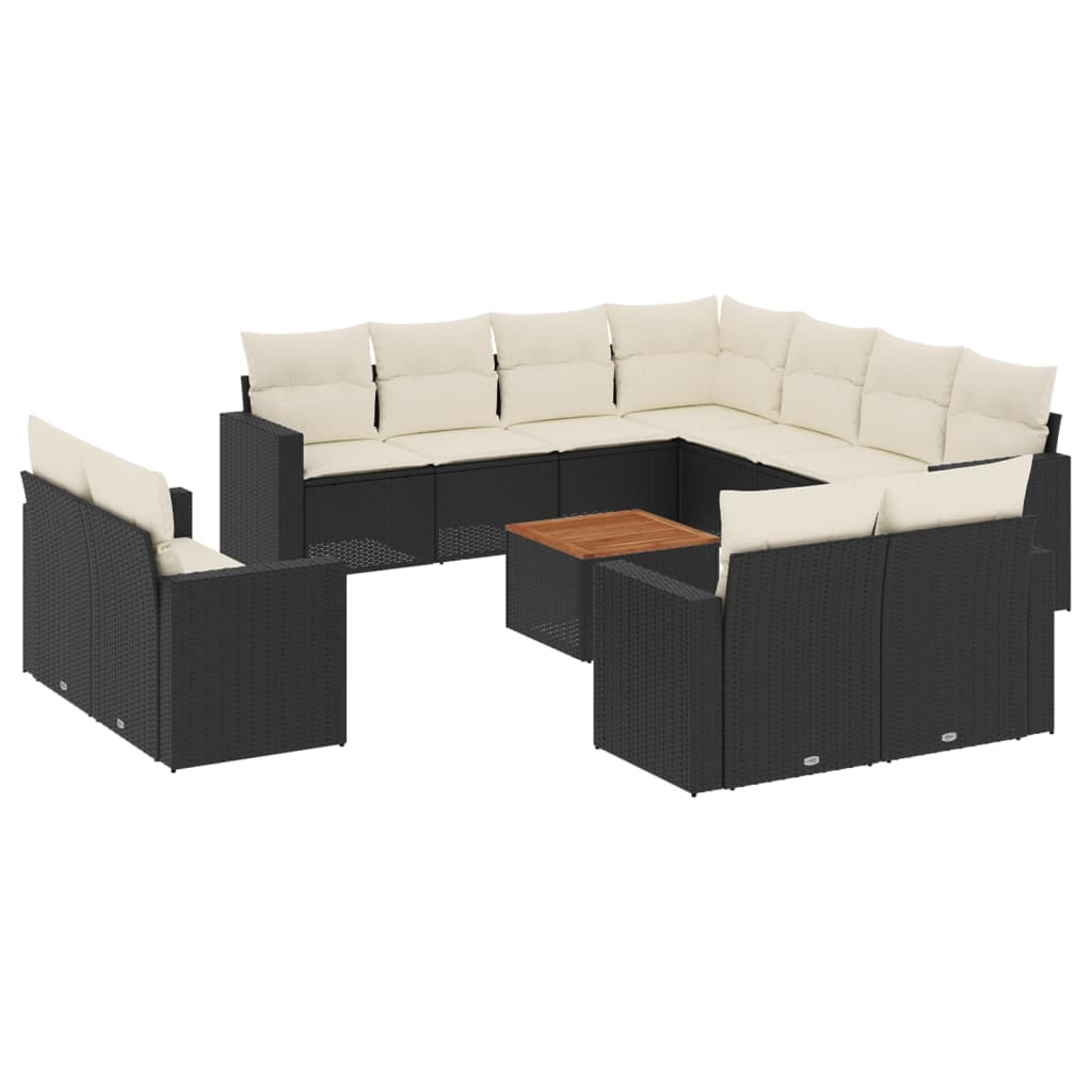 13 részes fekete polyrattan kerti ülőgarnitúra párnákkal (3224390)