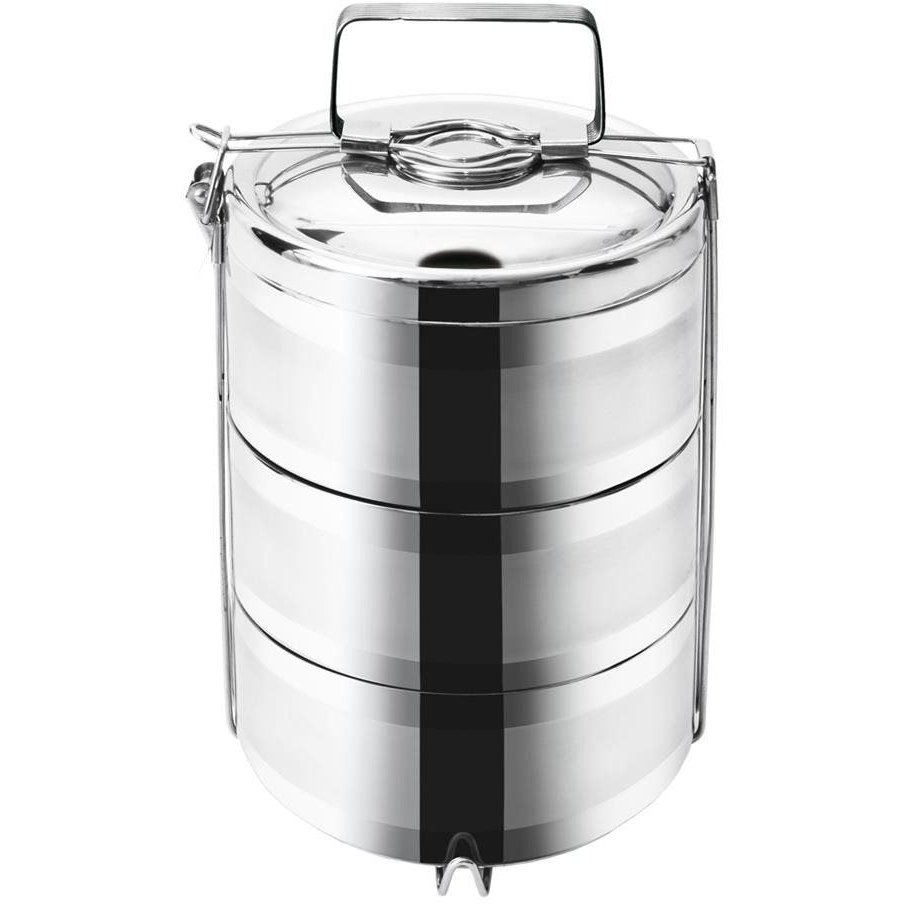 Rozsdamentes acél thermo ételhordó, háromrészes, 16 cm (120958)