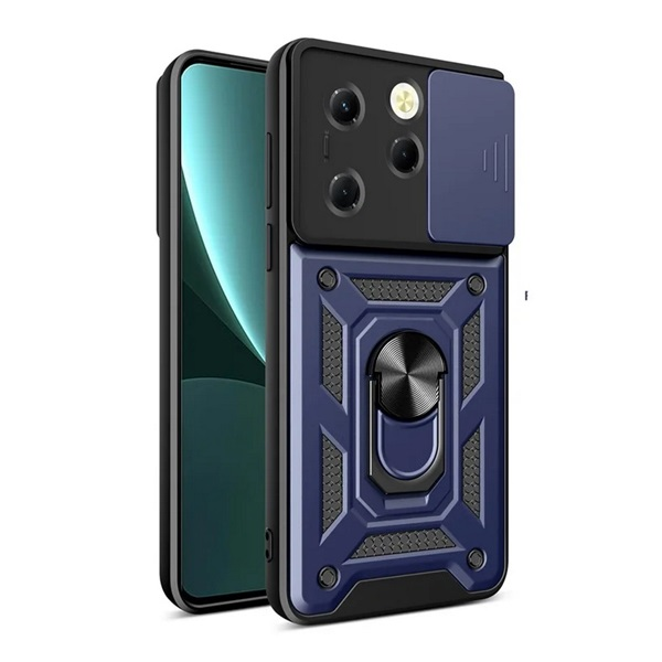 Defender szilikon telefonvédő (ütésállóság, tartógyűrű, kameravédő) SÖTÉTKÉK Infinix Hot 40 Pro 4G "Gigapack csomagolás" (GP-159067)