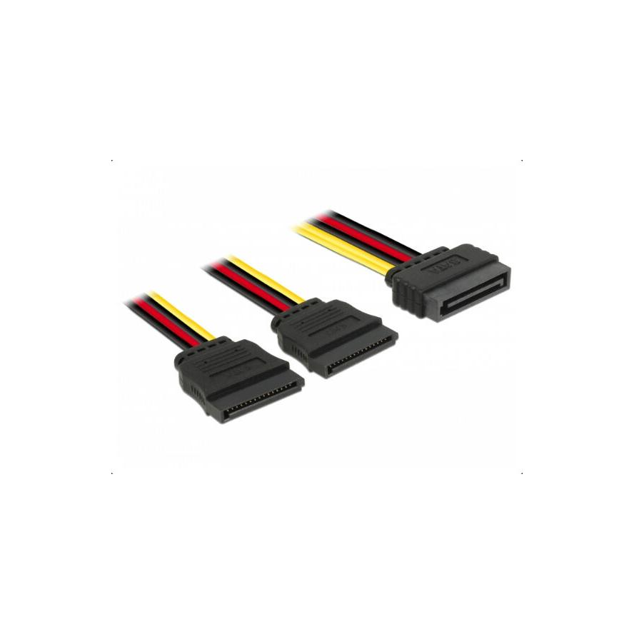 Delock SATA Power 15pin -> 2db SATA Power 15pin tápkábel 0.15m (60174)