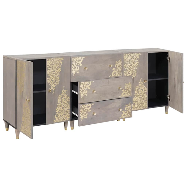 Fürdőszoba bútor szett 3 pcs Szürke és Arany 180 x 33 x 75 cm