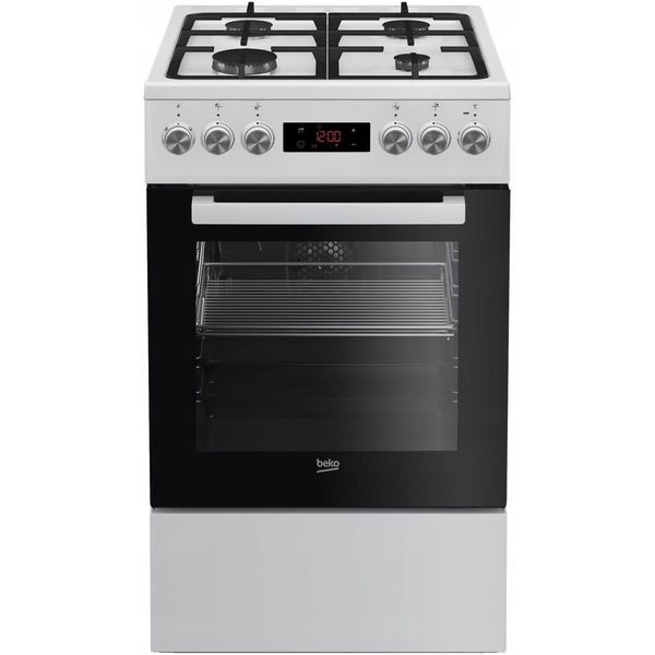 Gáz-elektromos tűzhely Beko FSM52330DWDS 50 cm, 60 literes, öntöttvas rács,