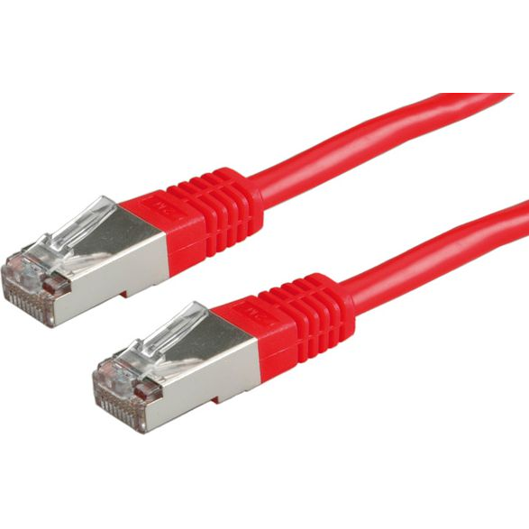 Roline 21.15.0361 RJ45 Hálózati kábel, patchkábel CAT 5e S/FTP 5.00 m Piros (átlátszó) Kettős árnyékolás, aranyozott érintkező 1 db
