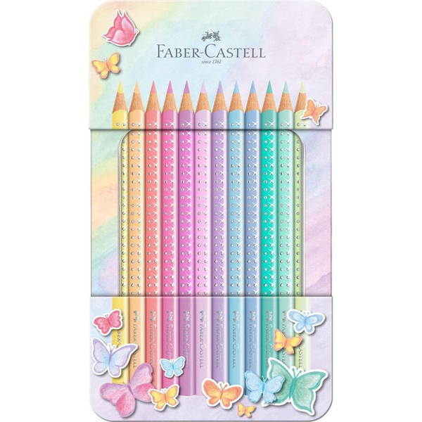 Комплект от 12 цветни молива Pastel Sparkle, Faber-Castell