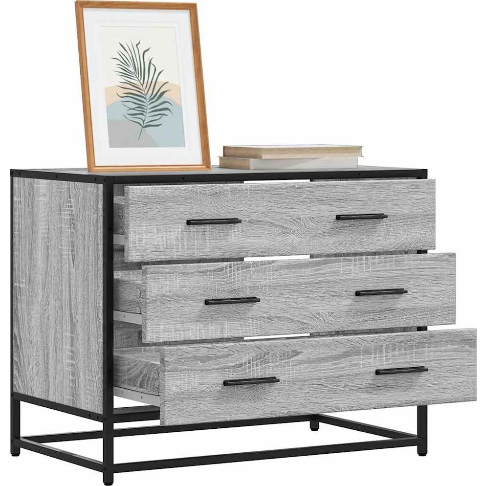 szürke sonoma színű szerelt fa fiókos szekrény 70x41x56 cm (849077)