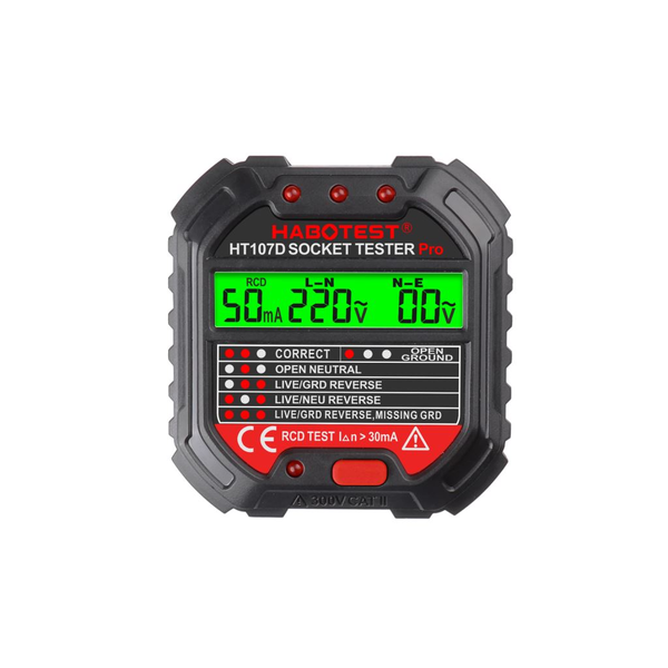 Tester vtičnic z digitalnim zaslonom Habotest HT107D