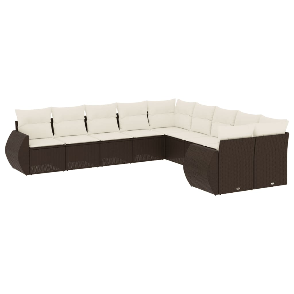 10 részes barna polyrattan kerti ülőgarnitúra párnákkal (3254250)