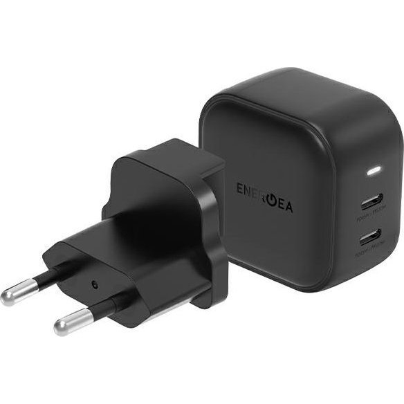 Energea Travelite GAN45 2xType-C utazó gyorstöltő adapter, (PD-PPS) 45W, fekete (US/EU) ( )