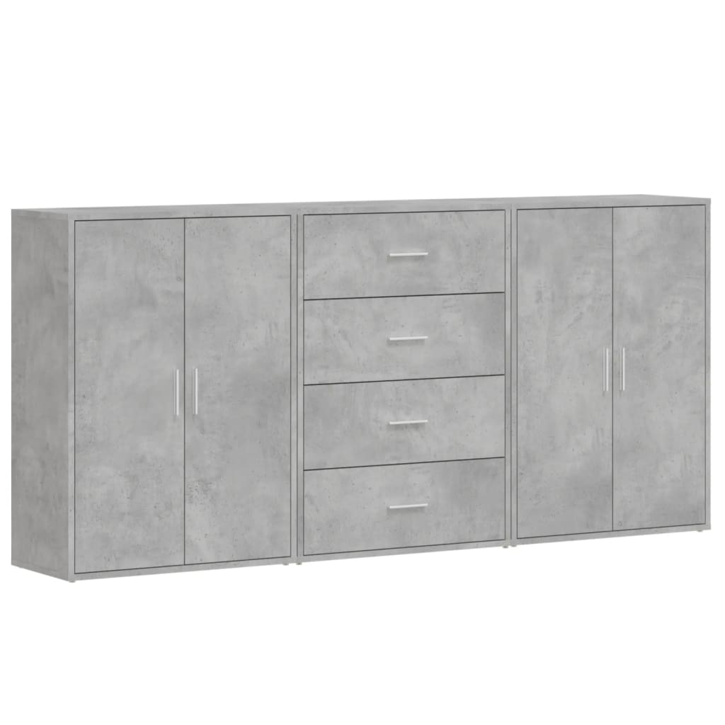 3 db betonszürke szerelt fa tálalószekrény 60 x 31 x 84 cm (3276577)