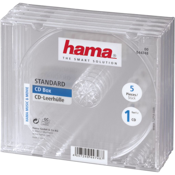 Hama CD/CD-ROM sleeves, clear, 5 pack 1 dischi Trasparente