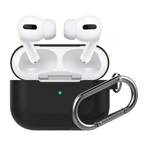 Phoner Simple Apple Airpods Pro szilikon tok akasztóval fekete (PN-CP-P1-3-BK) (PNCPP13BK)