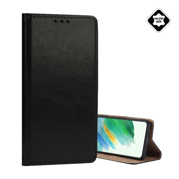 gigapack Tok álló, valódi bőr (FLIP, oldalra nyíló, asztali tartó) FEKETE Xiaomi Redmi Note 14 Pro 4G " csomagolás" (GP-167591)