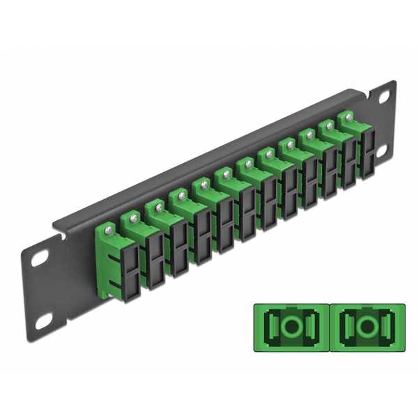 DELOCK 10" LWL Patchpanel 12 Port SC Duplex grün 1HE schw.